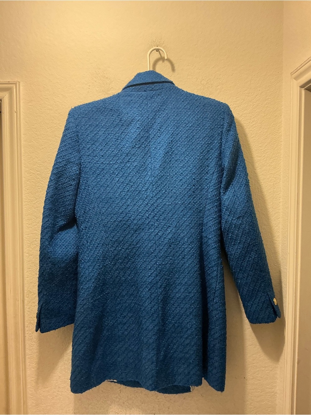 NWT Zara Bright Blue Textured Single-Button Blazer size L - Picture 4 of 5